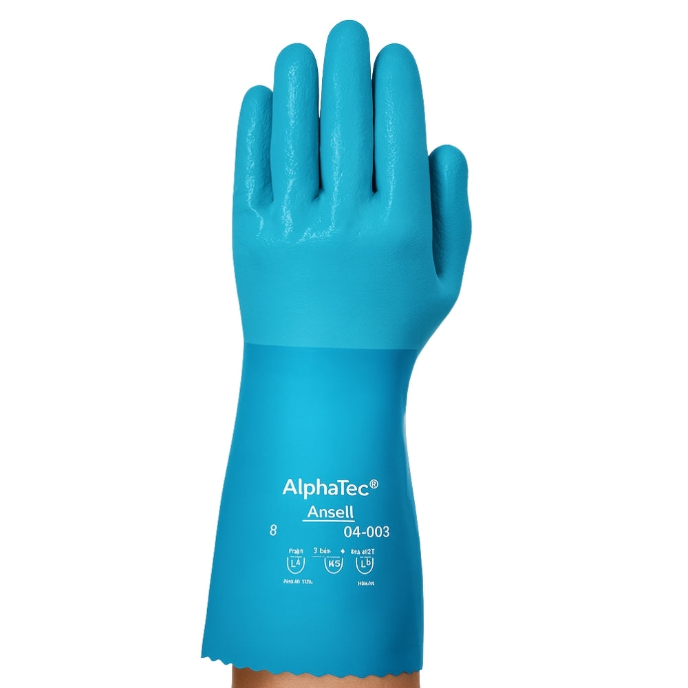 Luva de Proteção Produtos Químicos Óleo PVC e Nitrilo Azul Ansell AlphaTec 04-003 CA 50778