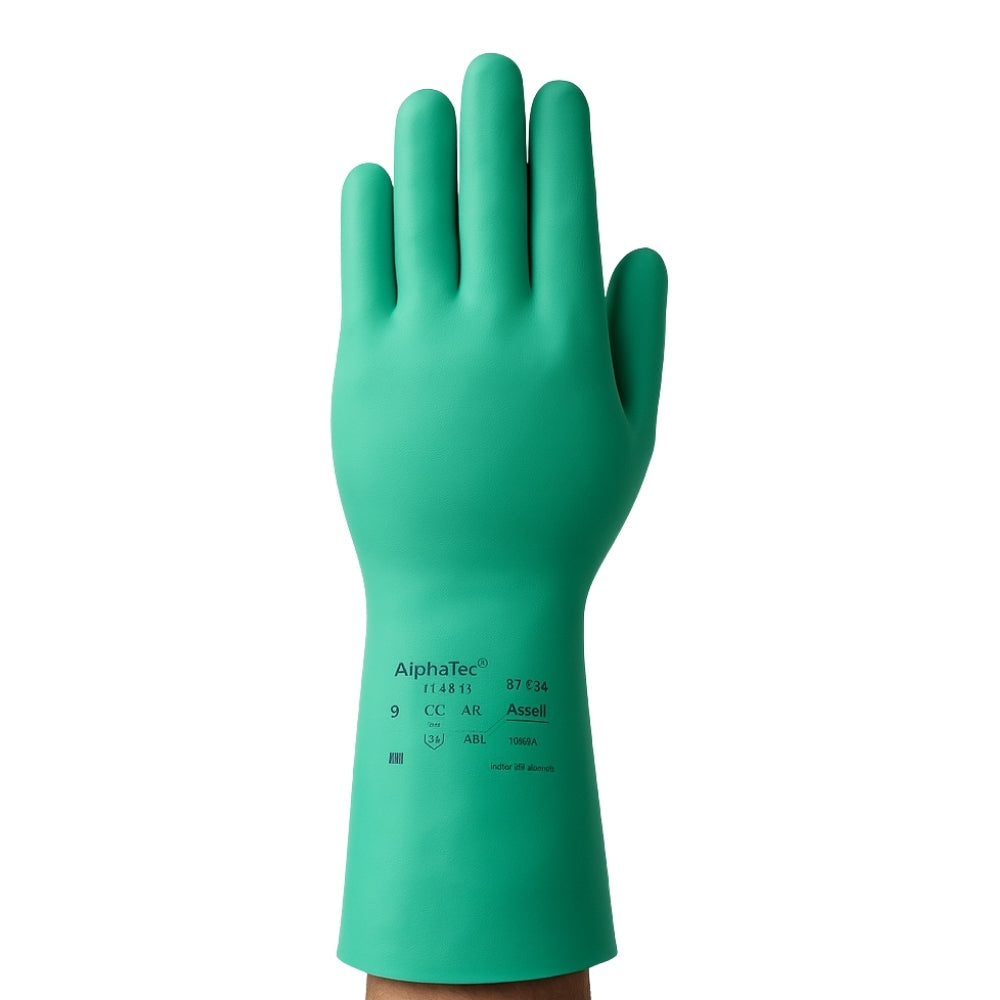Luva de Proteção Produtos Químicos Nitrílica Verde Ansell AlphaTec 37-200 CA 34223