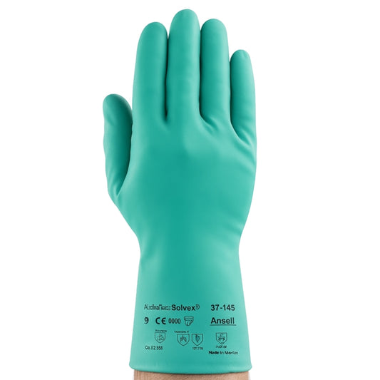 Luva de Proteção Produtos Químicos Nitrílica Verde 33cm Ansell AlphaTec Solvex 37-145 CA 12704