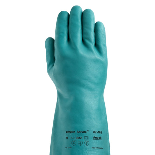 Luva de Proteção Produtos Químicos Nitrílica Verde 38cm Ansell AlphaTec Solvex 37-165 CA 12598