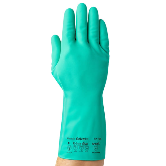 Luva de Proteção Produtos Químicos Nitrílica Verde 33cm Ansell AlphaTec Solvex 37-175 CA 12705