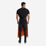 Avental de Trevira Preto e Laranja 120x70cm Para Cozinhas e Açougues Com Tiras Ajustáveis Maicol KP 400 C.A 44650