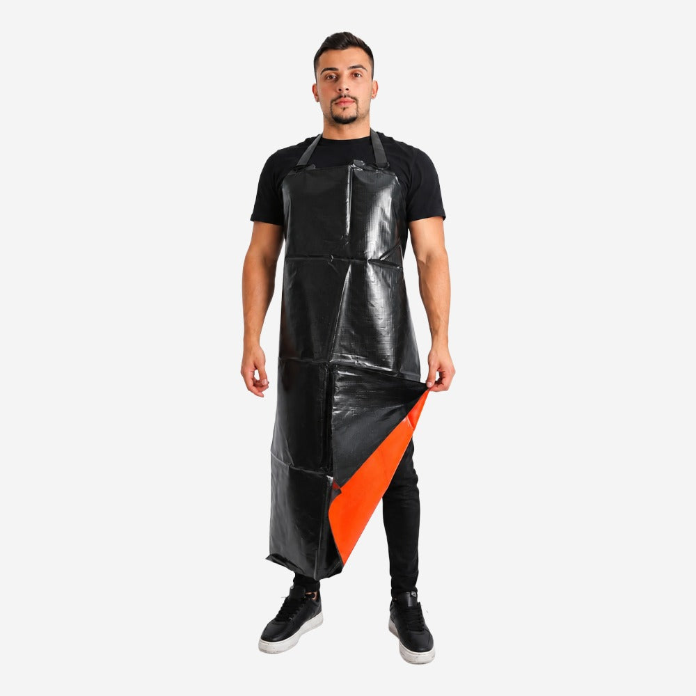Avental de Trevira Preto e Laranja 120x70cm Para Indústria Química Impermeável Com Tiras Ajustáveis e Forro Maicol KP 400 C.A 39661