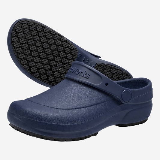 Sapato de EVA Tipo Crocs Azul Marinho Uso Profissional Antimicrobiano Solado Antiderrapante Soft Works BB60 C.A 27921