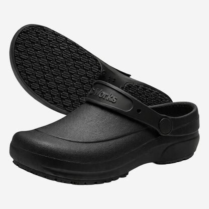 Sapato de EVA Tipo Crocs Preto Uso Profissional Antimicrobiano Solado Antiderrapante Soft Works BB60 C.A 27921