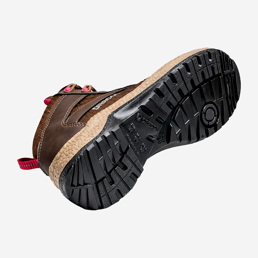 Botina de Segurança Feminina Cadarço Bico PVC Microfibra Marrom e Rosa Bracol Jade 4038BHFM4700LL C.A 42307