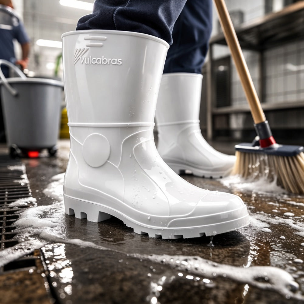 Bota de PVC Cano Curto 24,8cm Branca Com Forro Solado Antiderrapante Vulcabras BPCC12 C.A 36939