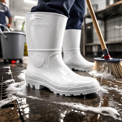 Bota de PVC Cano Curto 24,8cm Branca Com Forro Solado Antiderrapante Vulcabras BPCC12 C.A 36939