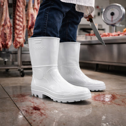 Bota de PVC Cano Curto 24,8cm Branca Com Forro Solado Antiderrapante Vulcabras BPCC12 C.A 36939