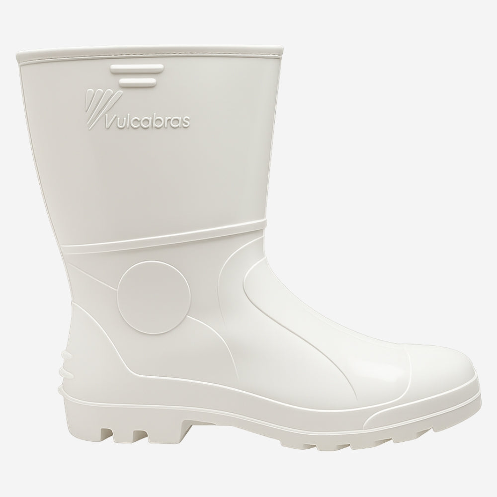 Bota de PVC Cano Curto 25,4cm Branca Forro Térmico Lã Solado Antiderrapante Vulcabras BPCC32 CA 25766