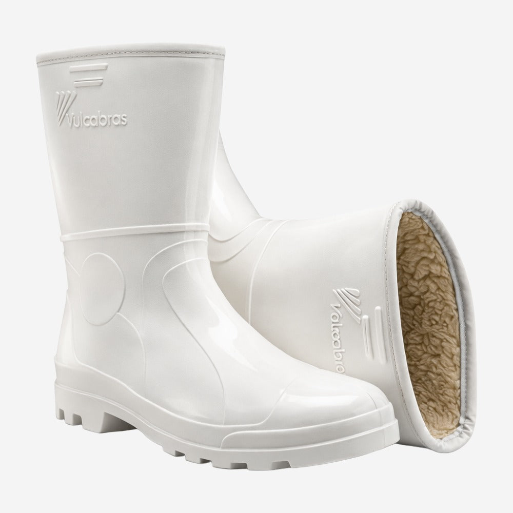 Bota de PVC Cano Curto 25,4cm Branca Forro Térmico Lã Solado Antiderrapante Vulcabras BPCC32 C.A 25766