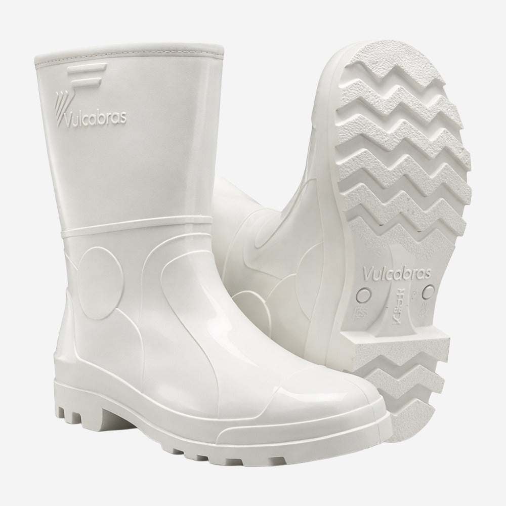 Bota de PVC Cano Curto 25,4cm Branca Forro Térmico Lã Solado Antiderrapante Vulcabras BPCC32 C.A 25766