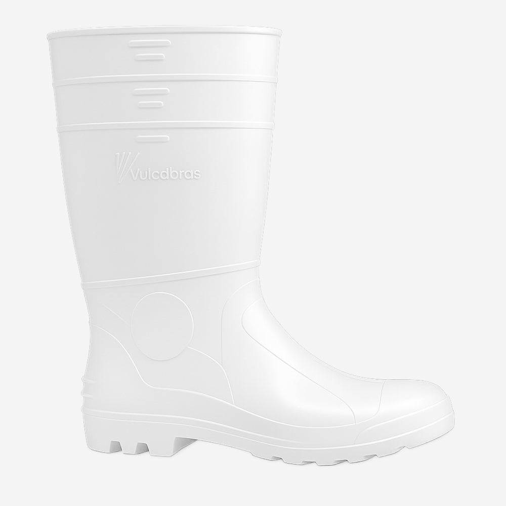 Bota de PVC Cano Longo 32,5cm Branca Com Forro Solado Antiderrapante Vulcabras BPCL11 CA 36942
