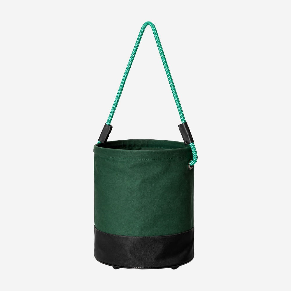 Balde em Lona para Trabalho em Altura Armazenagem de Corda Cabo Cinto e EPIs Verde e Preto Reforço em Nylon Boca Rígida 30x29cm MG Cinto MG 1806