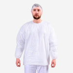Bata Descartável de Polietileno Branca com Elástico Prevemax BAT00125 CA 30354