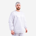 Bata Descartável de Polietileno Branca com Elástico Prevemax BAT00125 CA 30354