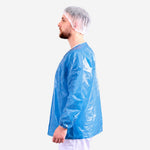 Bata Impermeável de Polietileno Azul Oceano sem Capuz com Elástico Prevemax BAT00129