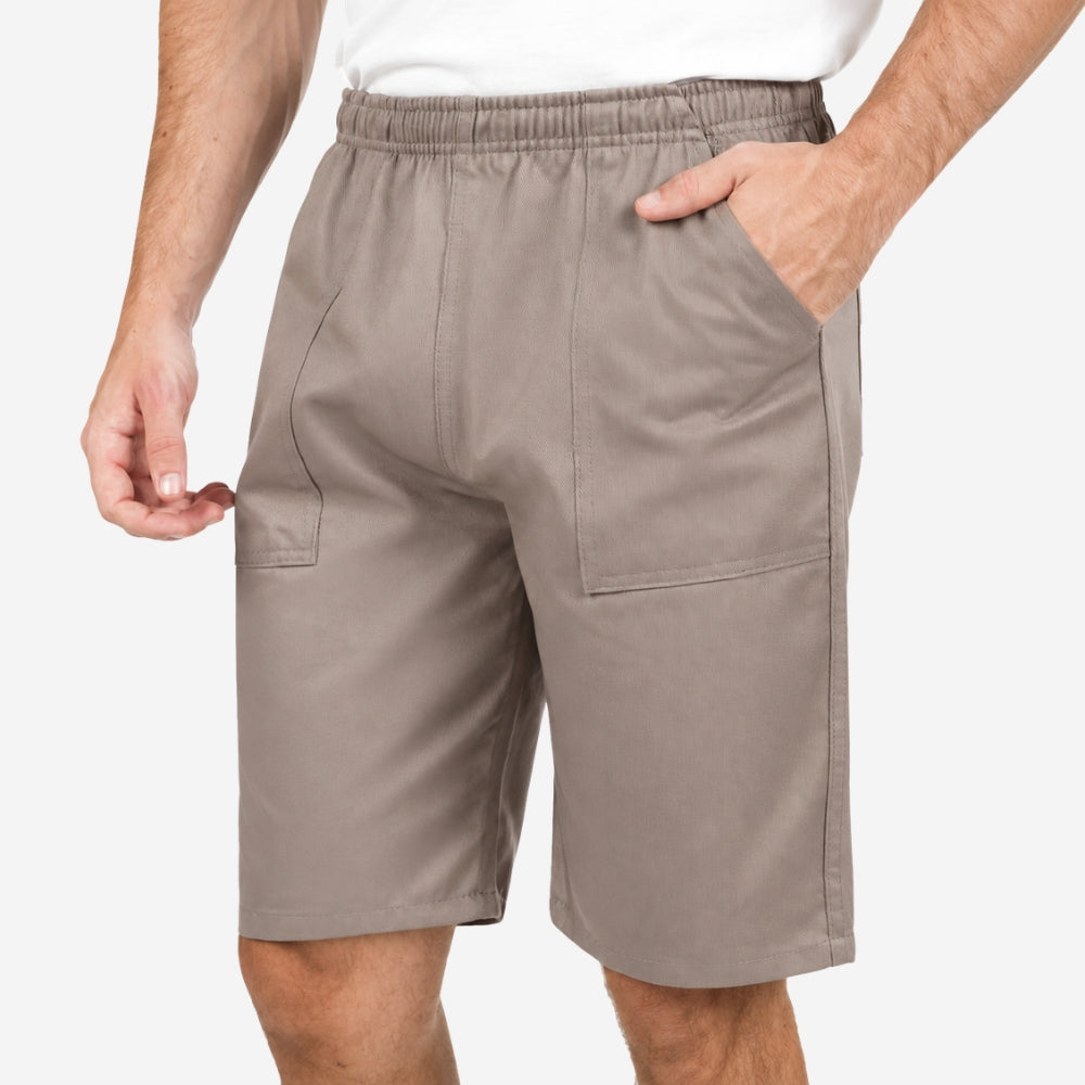 Bermuda de Brim Elástico Total Cinza 100% Algodão com Proteção UV FPS 50+ e 4 Bolsos