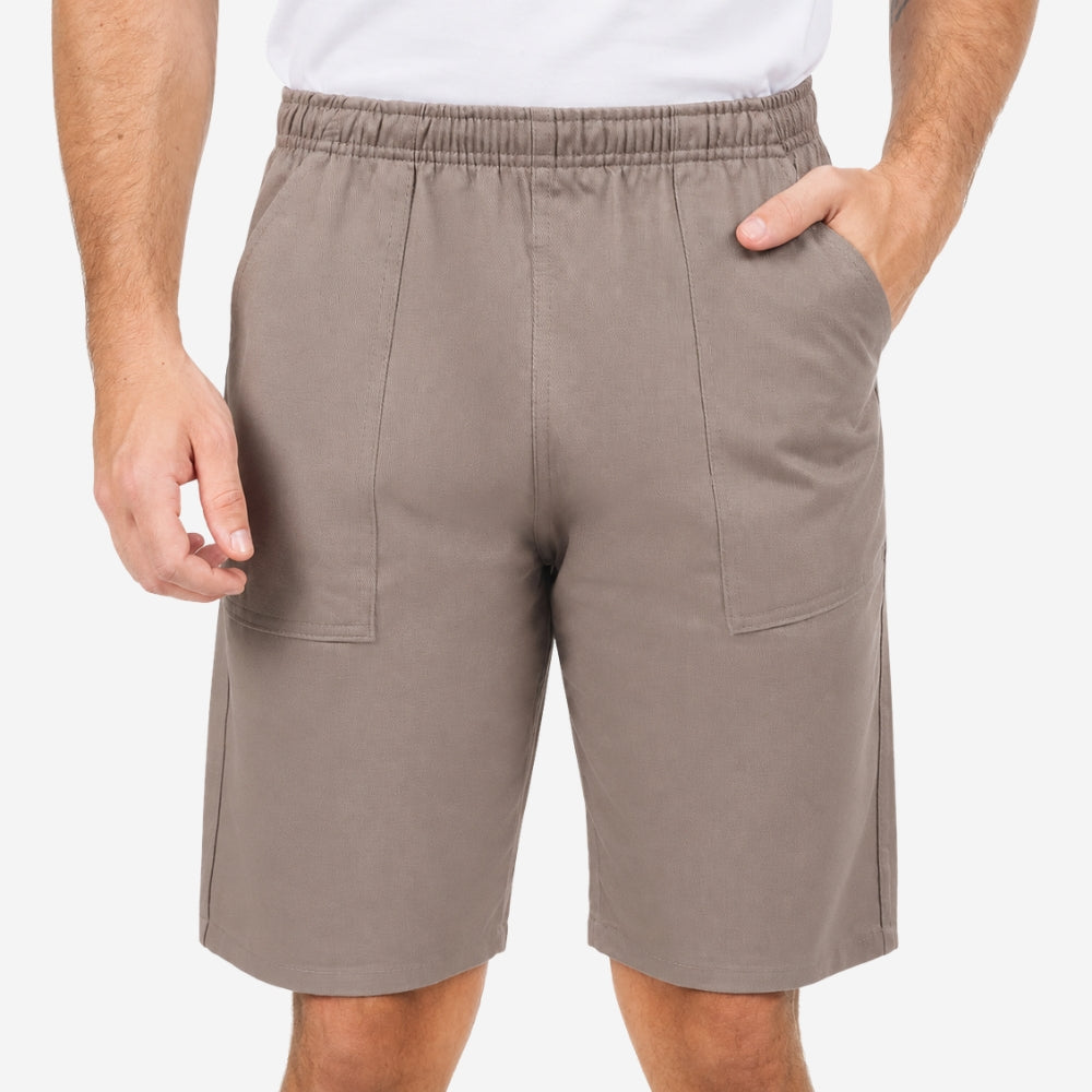 Bermuda de Brim Elástico Total Cinza 100% Algodão com Proteção UV FPS 50+ e 4 Bolsos