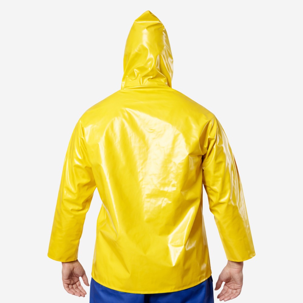 Blusão de PVC Forrado Amarelo Com Capuz Fixo Fechamento Frontal Brascamp CA 28482