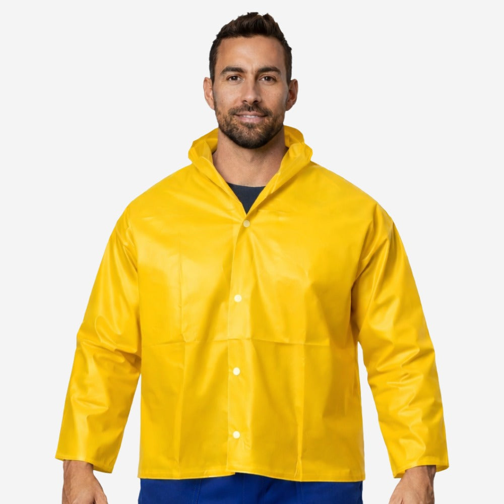 Blusão de PVC Amarelo Laminado Com Capuz Fixo Fechamento Frontal Brascamp C.A 28481