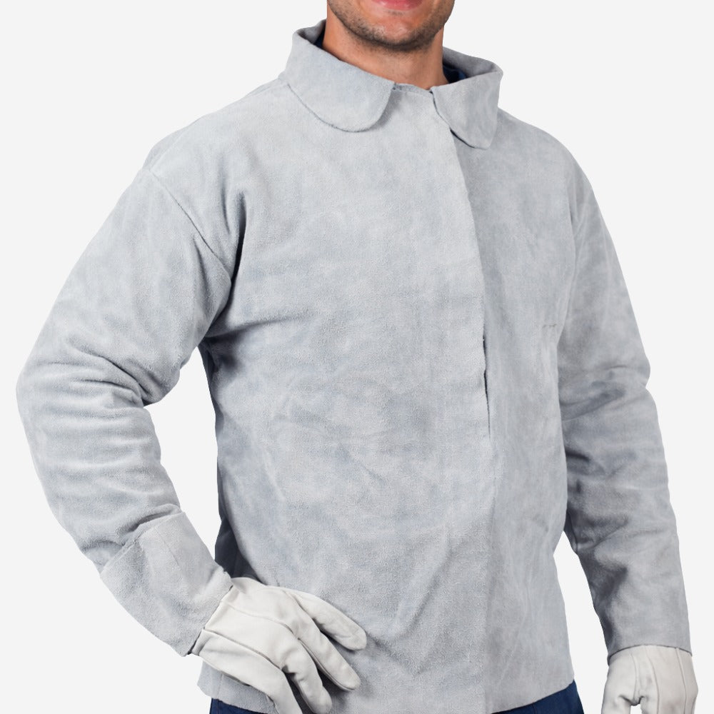 Blusão de Raspa Para Soldador Com Manga Longa Fechamento em Velcro Fena Luvas C.A 15754