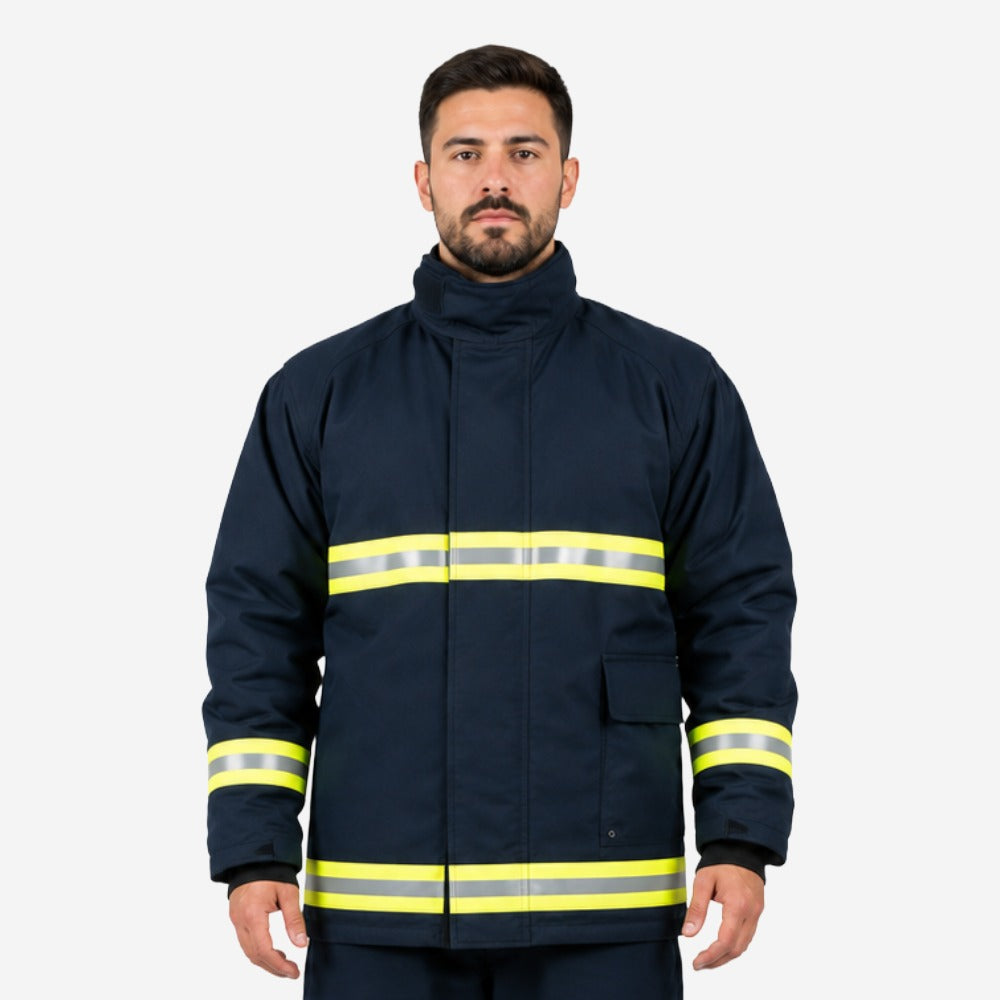 Blusão para Bombeiro Industrial 3/4 Preto Aramida 3 Camadas Combate a Incêndio Hércules HJ920T2L00 CA 32772