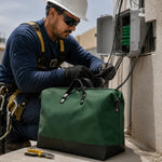 Bolsa de Lona Verde para Ferramentas e EPIs Telecom Eletricista Resistente 45x22x30cm 15kg Transporte Profissional