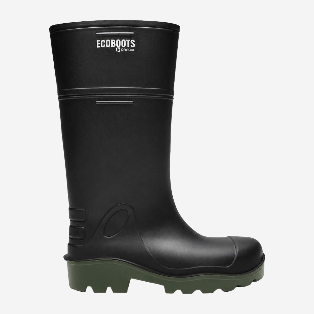 Bota De PU Bico Composite Palmilha de Aço Cano Longo 35cm Preta Com Verde Com Forro Térmico Para Baixas Temperaturas Solado Antiderrapante Bracol Puresafe FPUL 91FPUL100PA C.A 34671