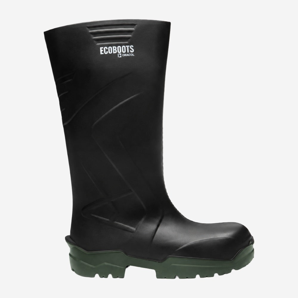 Bota De PU Cano Longo 35cm Preta Com Verde Solado Antiderrapante Bracol Polytech 91BPUL100 C.A 34233