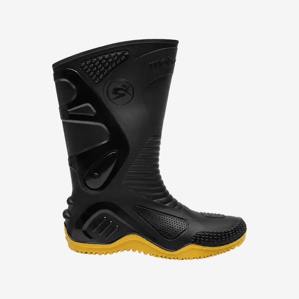 Bota De PVC Para Motociclista Preto Com Solado Amarelo Cano Médio 26cm Forro Poliéster Bracol Motosafe BPM 84BPM600 C.A 34798
