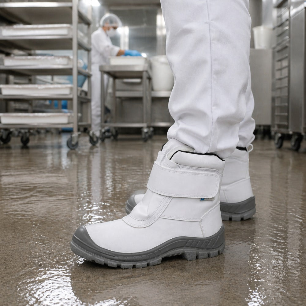 Bota Térmica Para Frigorífico Velcro Bico Aço Capa Protetora Microfibra Hidrofugada Branca Forro em Lã Marluvas 70C32 FRI A CP C.A 32163