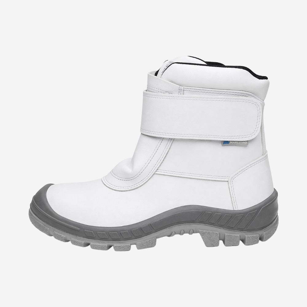 Bota Térmica Para Frigorífico Velcro Bico PVC Couro Hidrofugado Branco Forro em Lã Marluvas 50C32 FRI BP CP C.A 13145