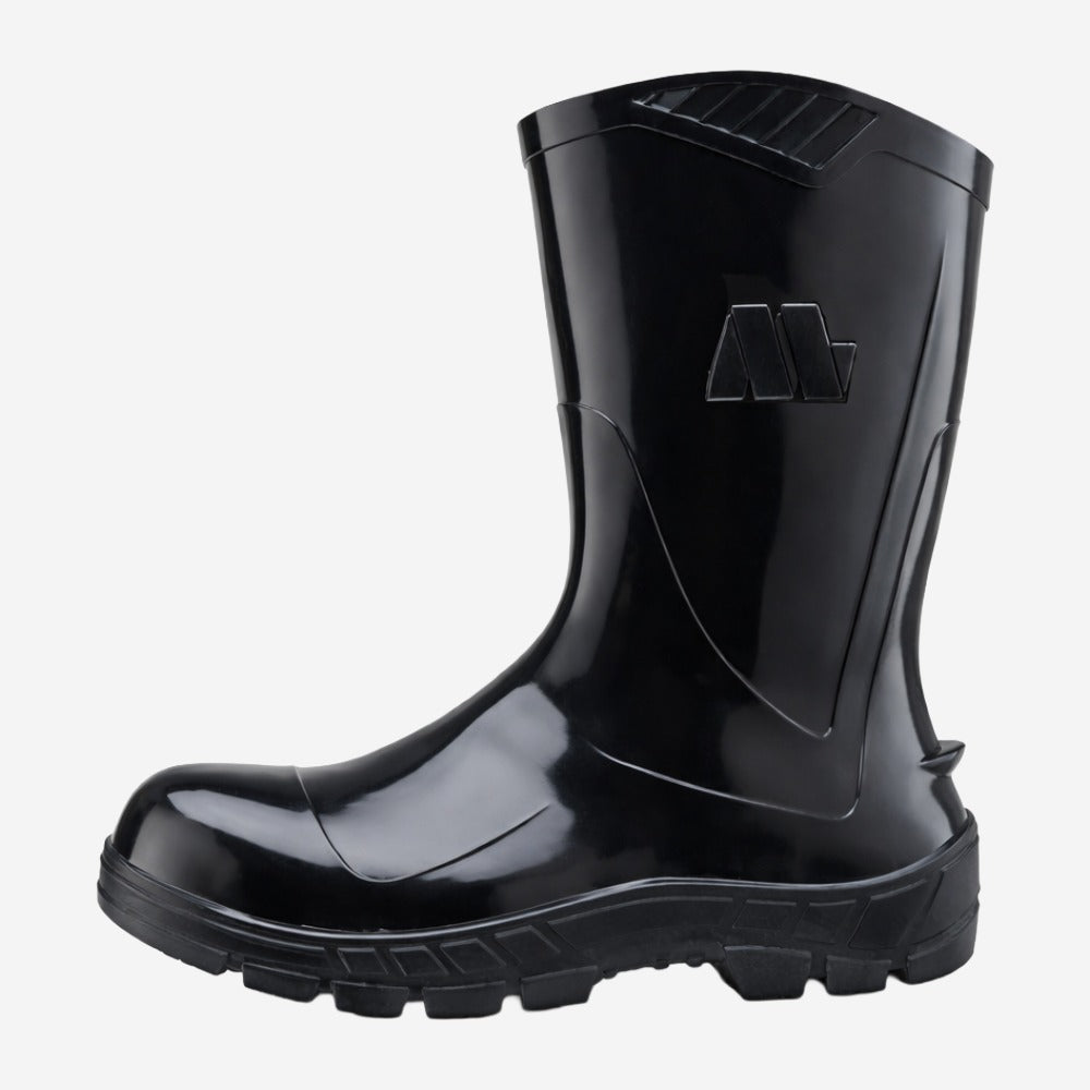 Bota de PVC Bico Aço Cano Médio 25cm Preta Com Forro Solado Antiderrapante Marluvas 100AWORKF CM PR A C.A 48256