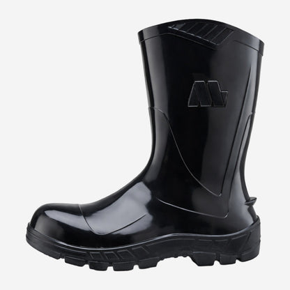 Bota de PVC Bico Aço Cano Médio 25cm Preta Com Forro Solado Antiderrapante Marluvas 100AWORKF CM PR A C.A 48256