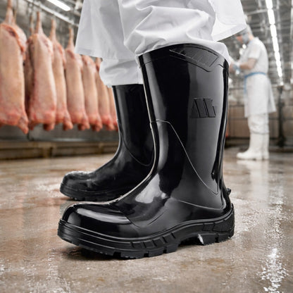 Bota de PVC Bico Aço Cano Médio 25cm Preta Com Forro Solado Antiderrapante Marluvas 100AWORKF CM PR A C.A 48256