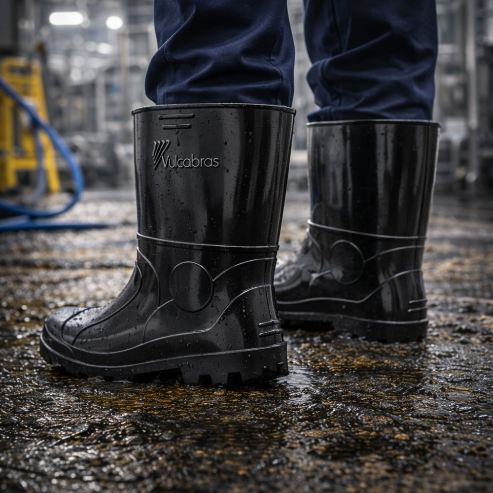 Bota de PVC Cano Curto 24,8cm Preta Com Forro Solado Antiderrapante Vulcabras BPCC22 C.A 36939