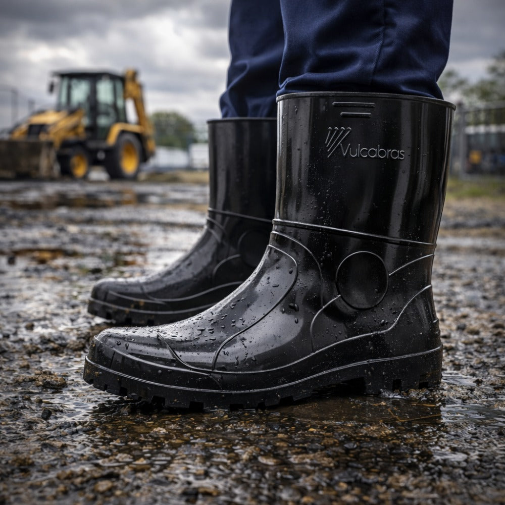 Bota de PVC Cano Curto 24,8cm Preta Com Forro Solado Antiderrapante Vulcabras BPCC22 C.A 36939