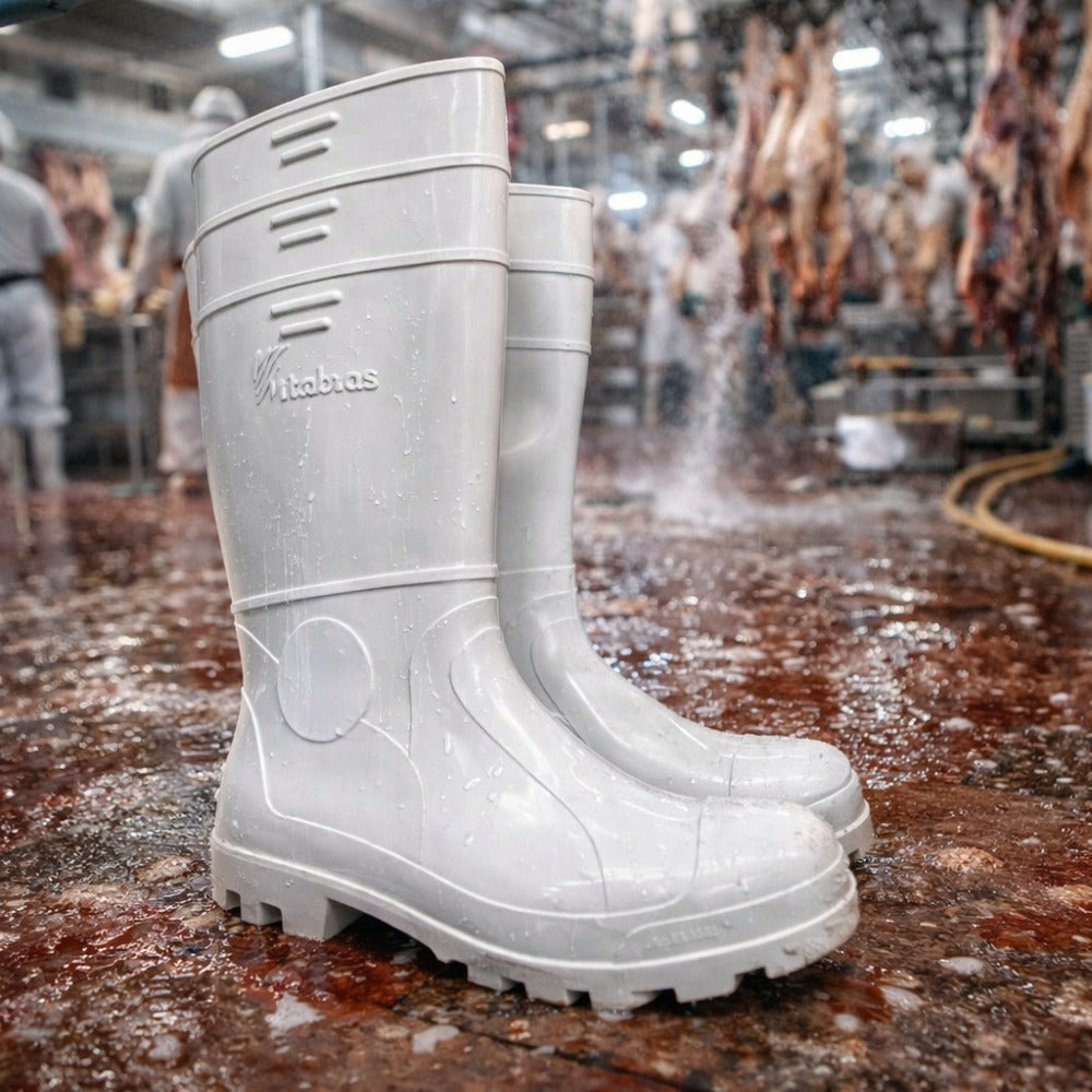 Bota de PVC Cano Longo 32,5cm Branca Com Forro Solado Antiderrapante Vulcabras BPCL11 C.A 36942