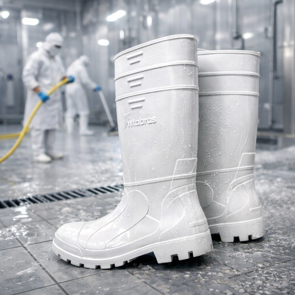 Bota de PVC Cano Longo 32,5cm Branca Com Forro Solado Antiderrapante Vulcabras BPCL11 C.A 36942