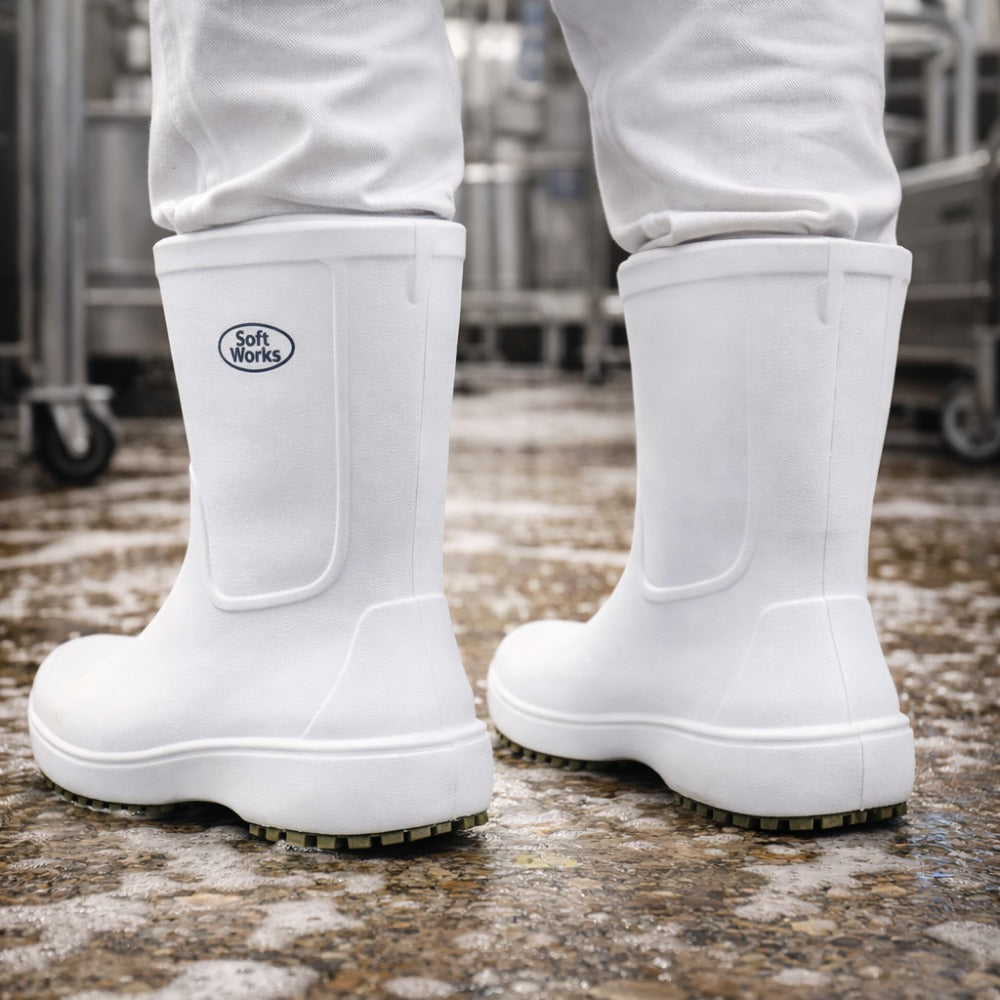 Bota de EVA Bico Composite Cano Longo 28,2cm Branca Solado Antiderrapante Eletricista Térmica Soft Works BB86 C.A 39347