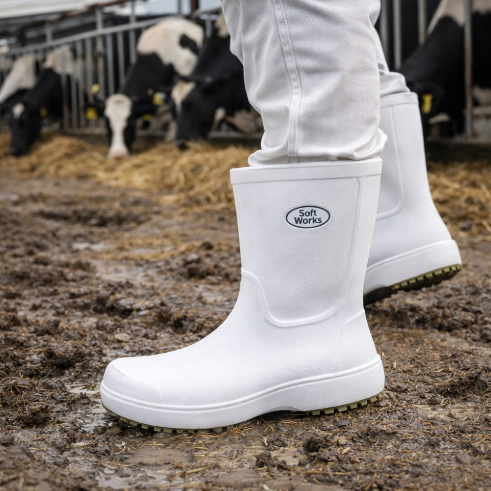 Bota de EVA Bico Composite Cano Longo 28,2cm Branca Solado Antiderrapante Eletricista Térmica Soft Works BB86 C.A 39347