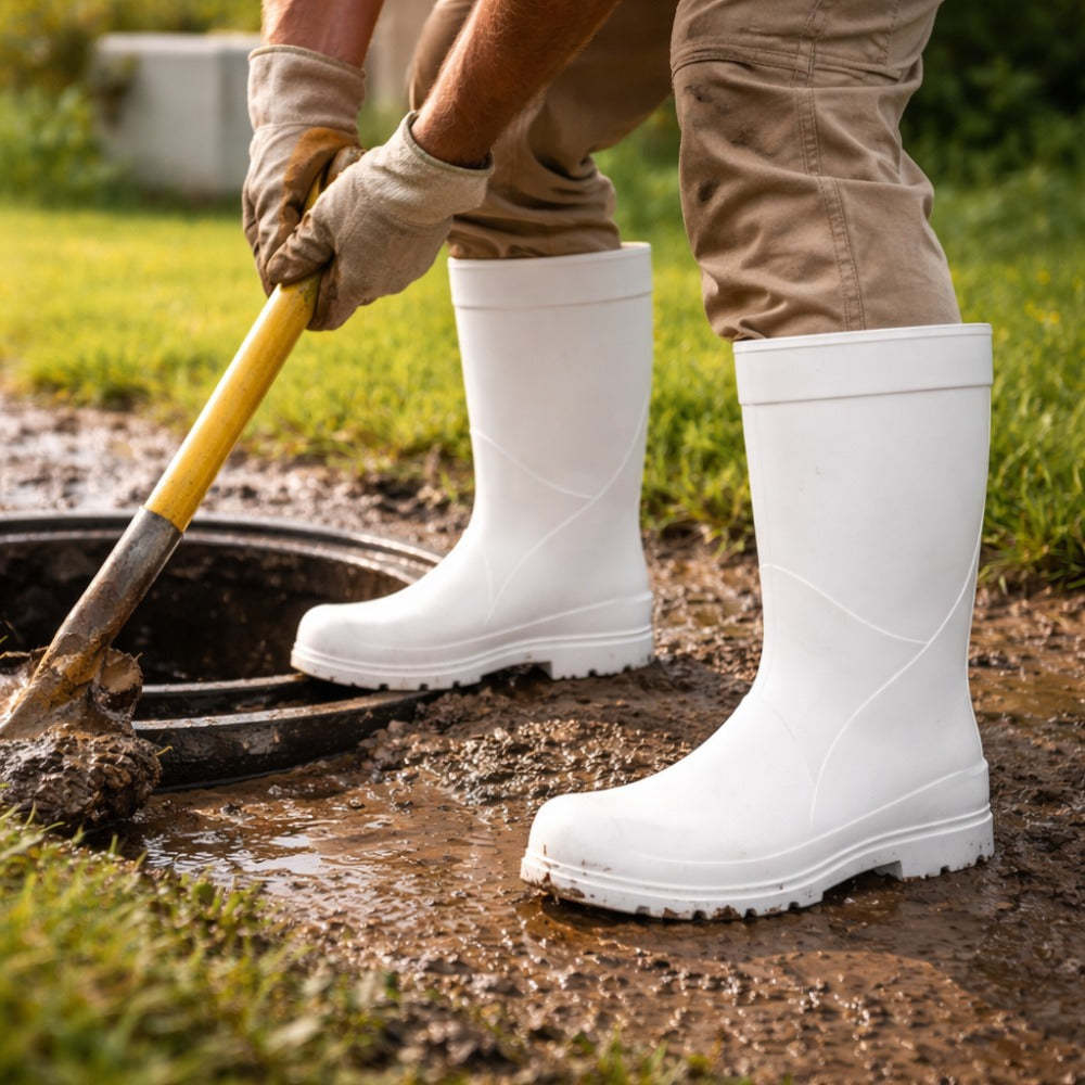 Bota de EVA Cano Longo Branca Solado Antiderrapante Sticky Shoes Full FEB-BCA C.A 50111