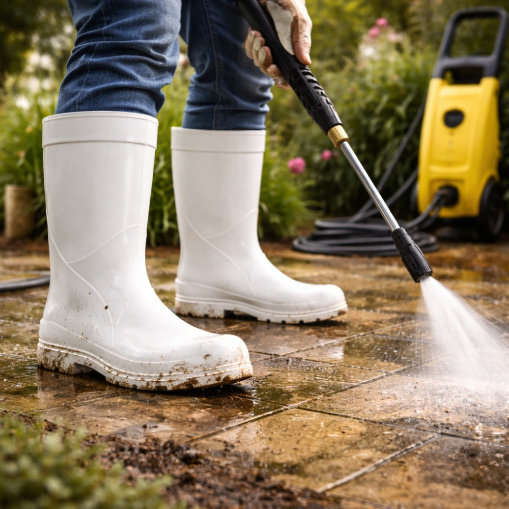 Bota de EVA Cano Longo Branca Solado Antiderrapante Sticky Shoes Full FEB-BCA C.A 50111