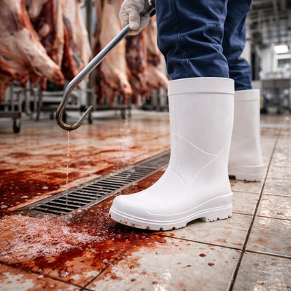 Bota de EVA Cano Longo Branca Solado Antiderrapante Sticky Shoes Full FEB-BCA C.A 50111