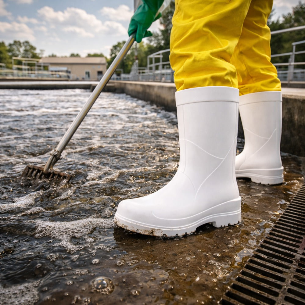 Bota de EVA Cano Longo Branca Solado Antiderrapante Sticky Shoes Full FEB-BCA C.A 50111