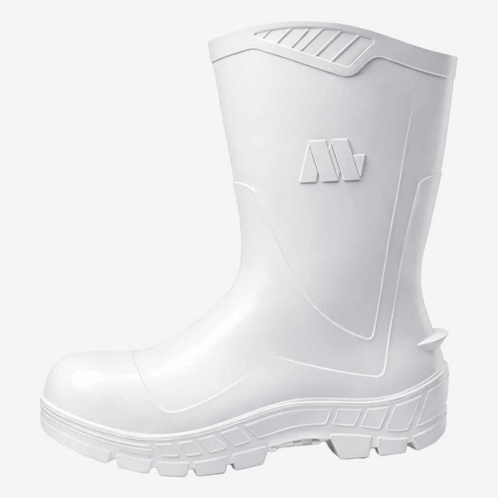 Bota de PVC Bico Aço Cano Médio 25cm Branca Com Forro Solado Antiderrapante Marluvas 100AWORKF CM BR A C.A 48257