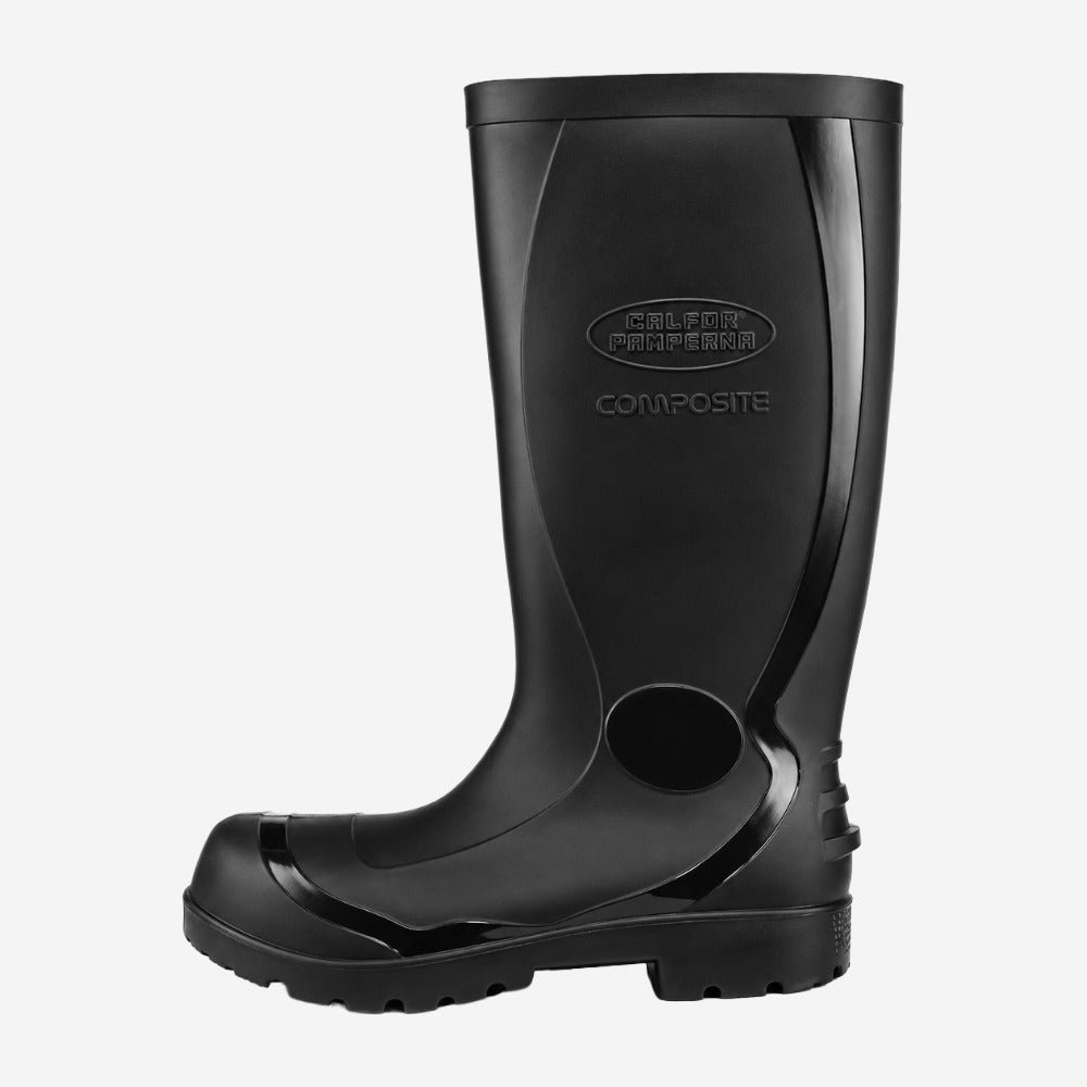 Bota de PVC Bico Composite Cano Longo 36cm Preta Com Forro Solado Antiderrapante Calfor CELP505 CBC C.A 46877