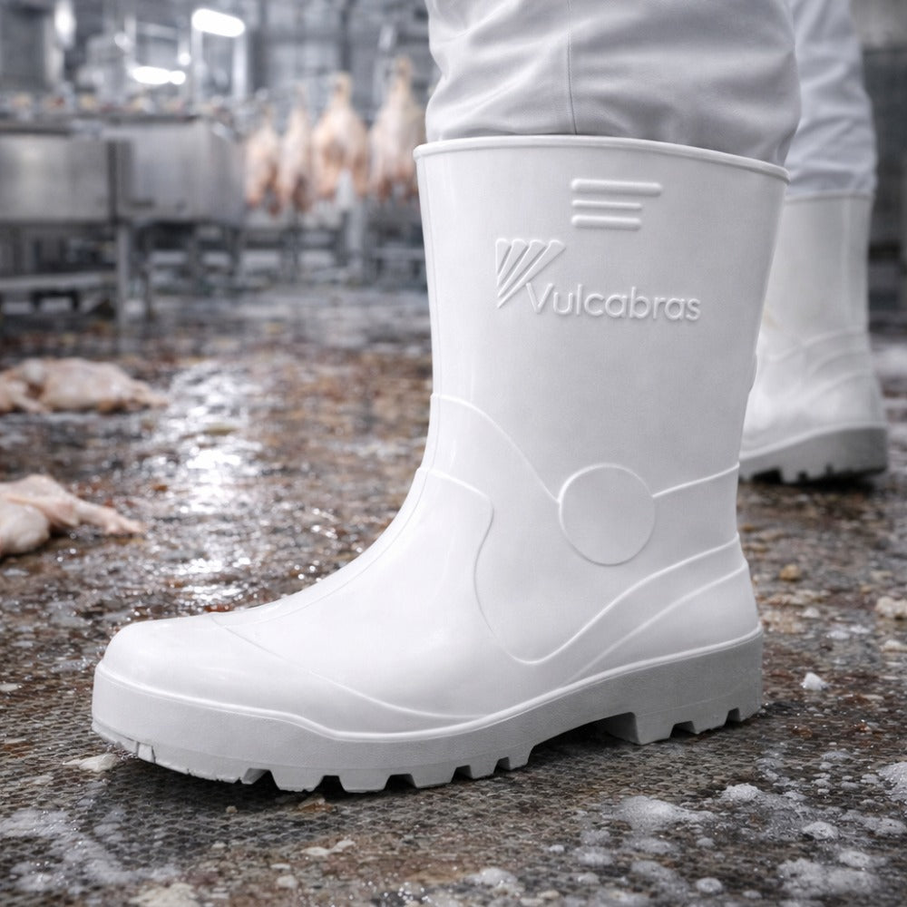 Bota de PVC Cano Curto 24,8cm Branca Com Forro Solado Antiderrapante Vulcabras BPCC12 C.A 36939