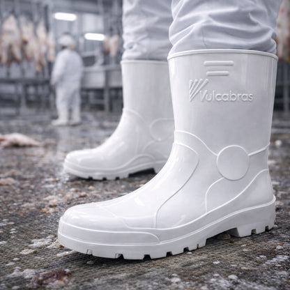 Bota de PVC Cano Curto 24,8cm Branca Com Forro Solado Antiderrapante Vulcabras BPCC12 C.A 36939